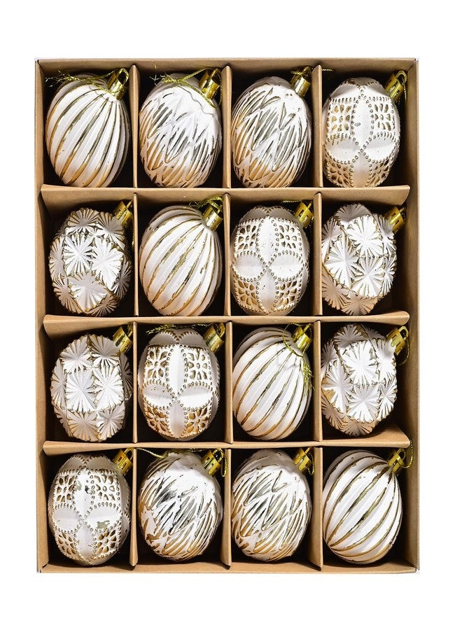 SVNVIOZ Christmas Ball Ornaments Set, 16ct 2.36 Inch Elegant Gold White Assorted Xmas Tree Ball Ornaments, Shatterproof Christmas Tree Hanging Ornaments for Xmas Decoration - Image 1